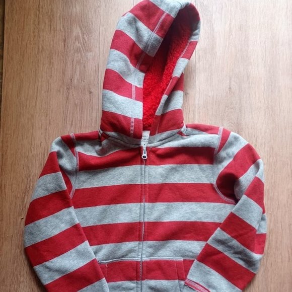 Sonoma Kids' Red & Gray Striped Hoodie - Fleece Lined - Size XL 7X - NWT - Picture 1 of 5